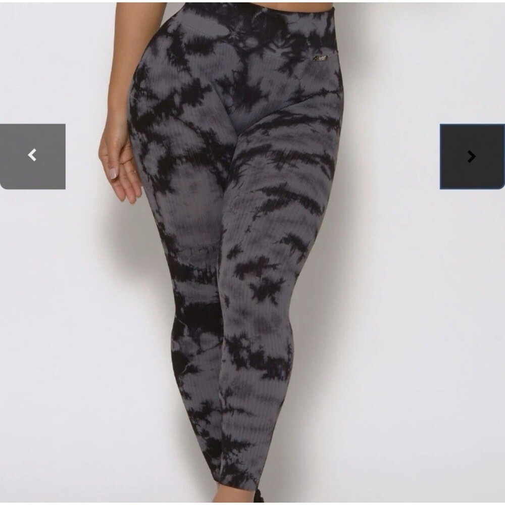 Bombshell Sportswear Grey Black Tie Dye Seamless Ribbed Leggings Size XS/S